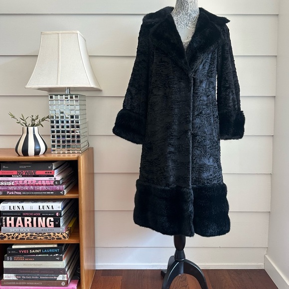 Vintage Jackets & Blazers - Vintage Black Faux Fur Coat by Rosewin